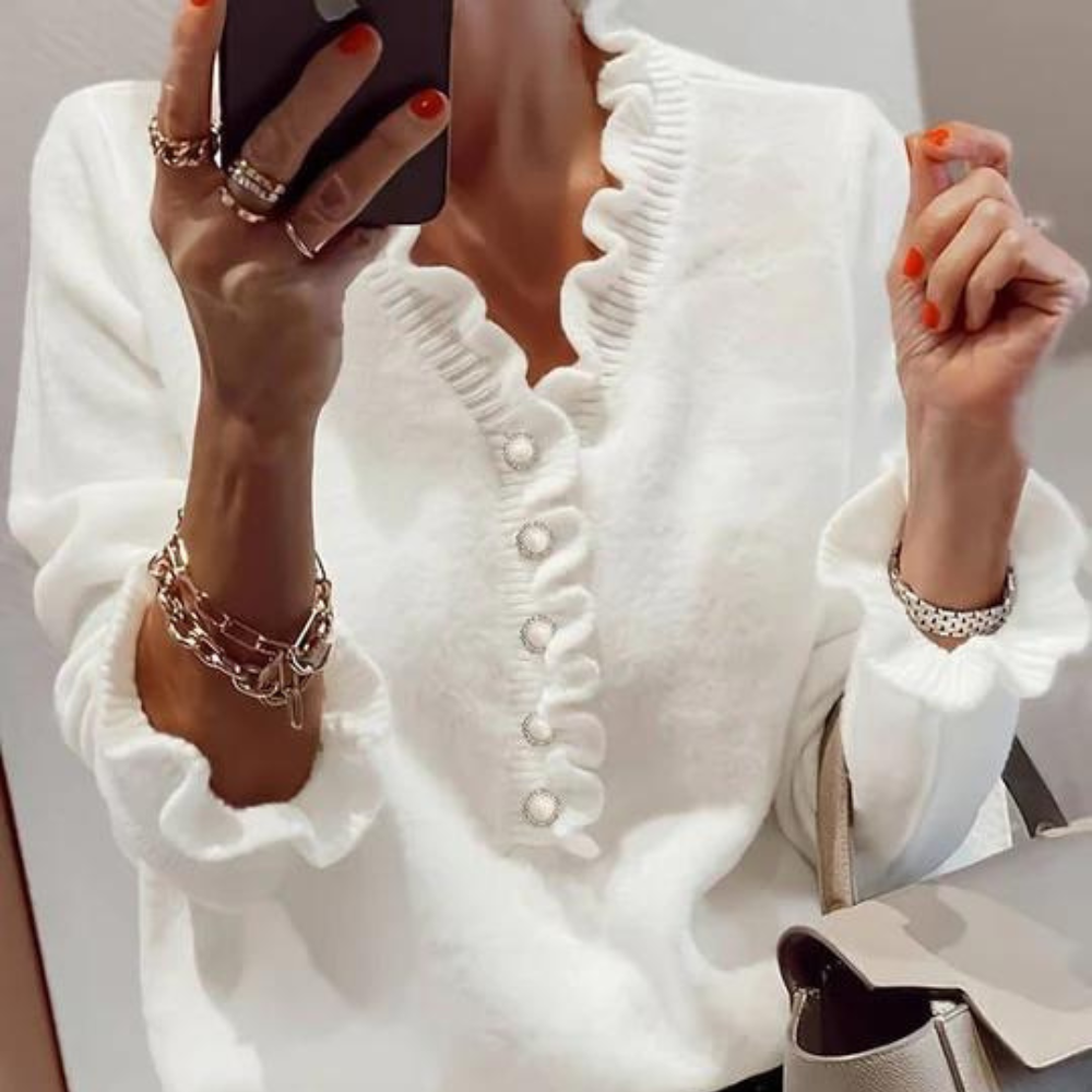 Cardigan con Balze | Maglia Elegante | Stile Romantico e Sofisticato