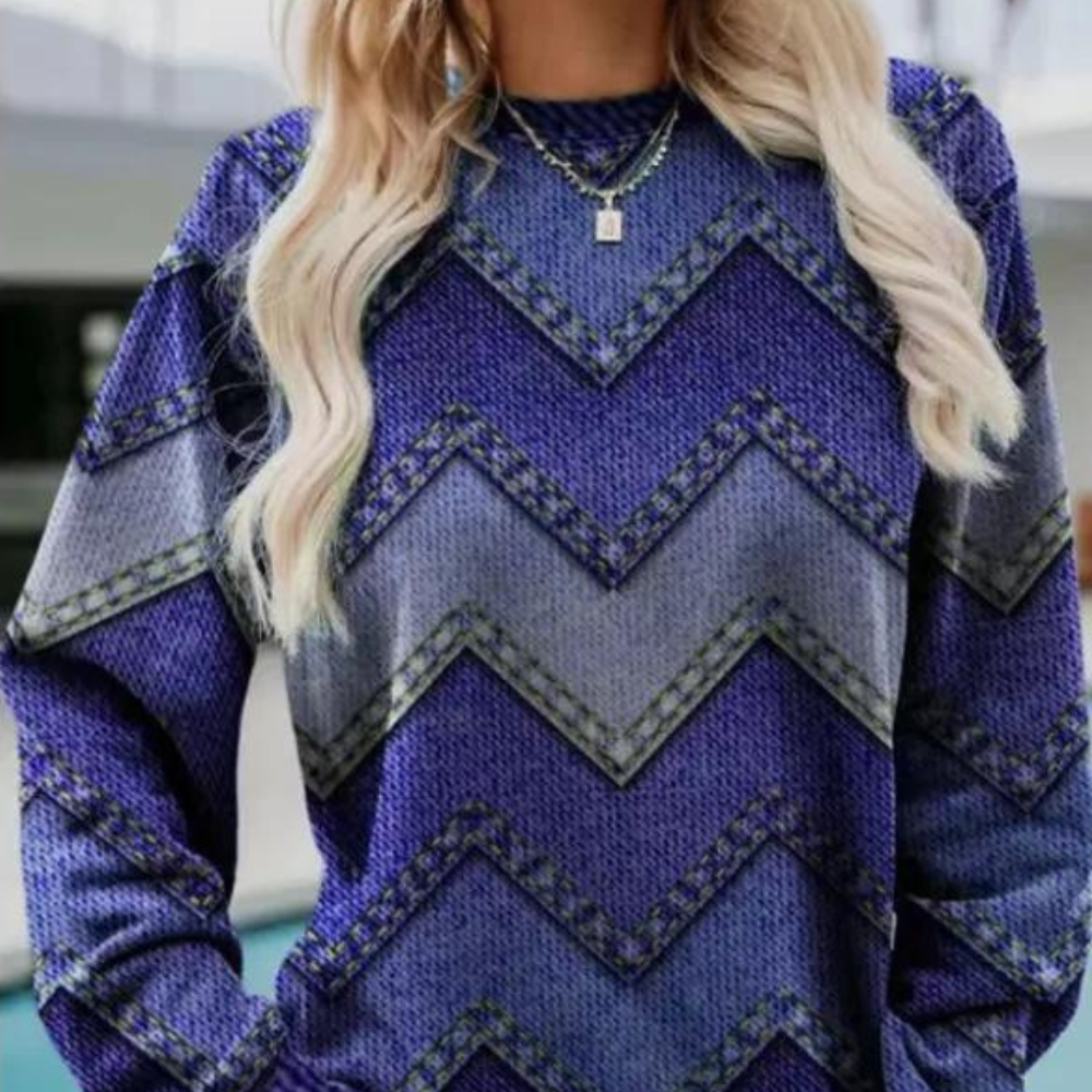 Maglione a Maglia | Motivo Zig-Zag | Stile Sfumato e Trendy
