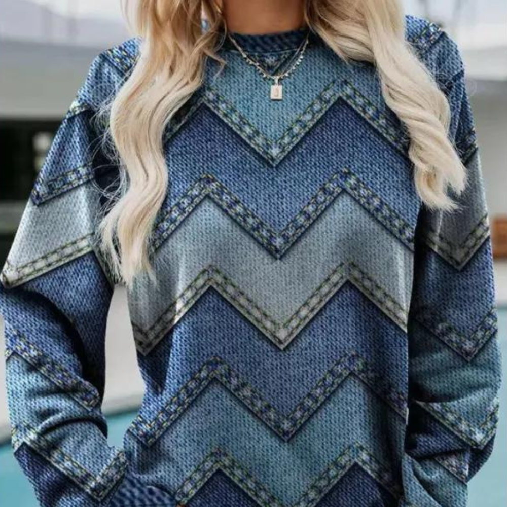 Maglione a Maglia | Motivo Zig-Zag | Stile Sfumato e Trendy