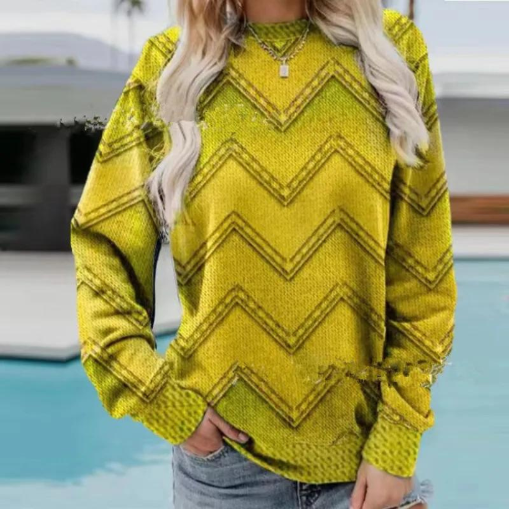 Maglione a Maglia | Motivo Zig-Zag | Stile Sfumato e Trendy