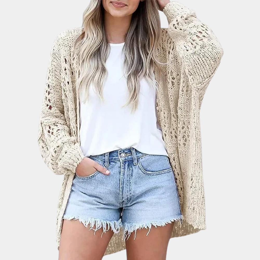 Cardigan Traforato a Maglia | Leggero e Boho | Perfetto per la Mezza Stagione