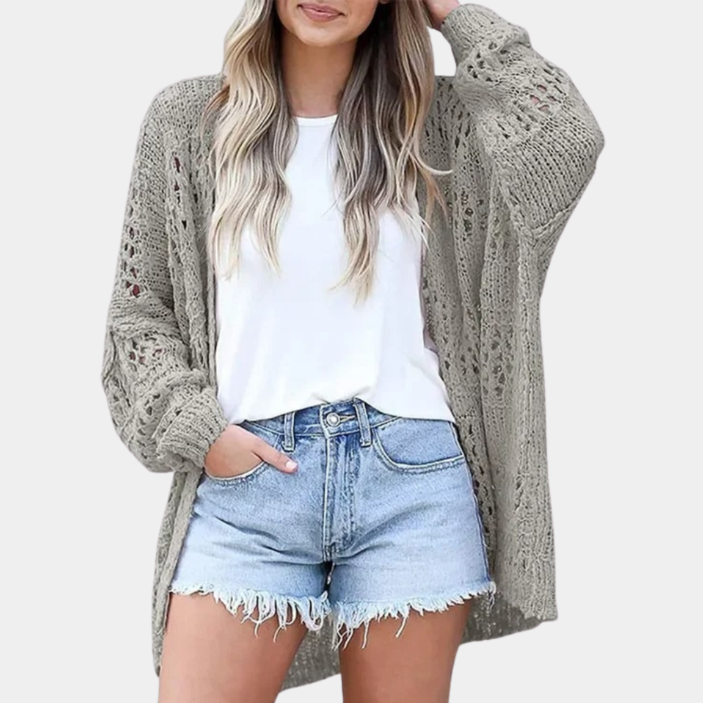 Cardigan Traforato a Maglia | Leggero e Boho | Perfetto per la Mezza Stagione