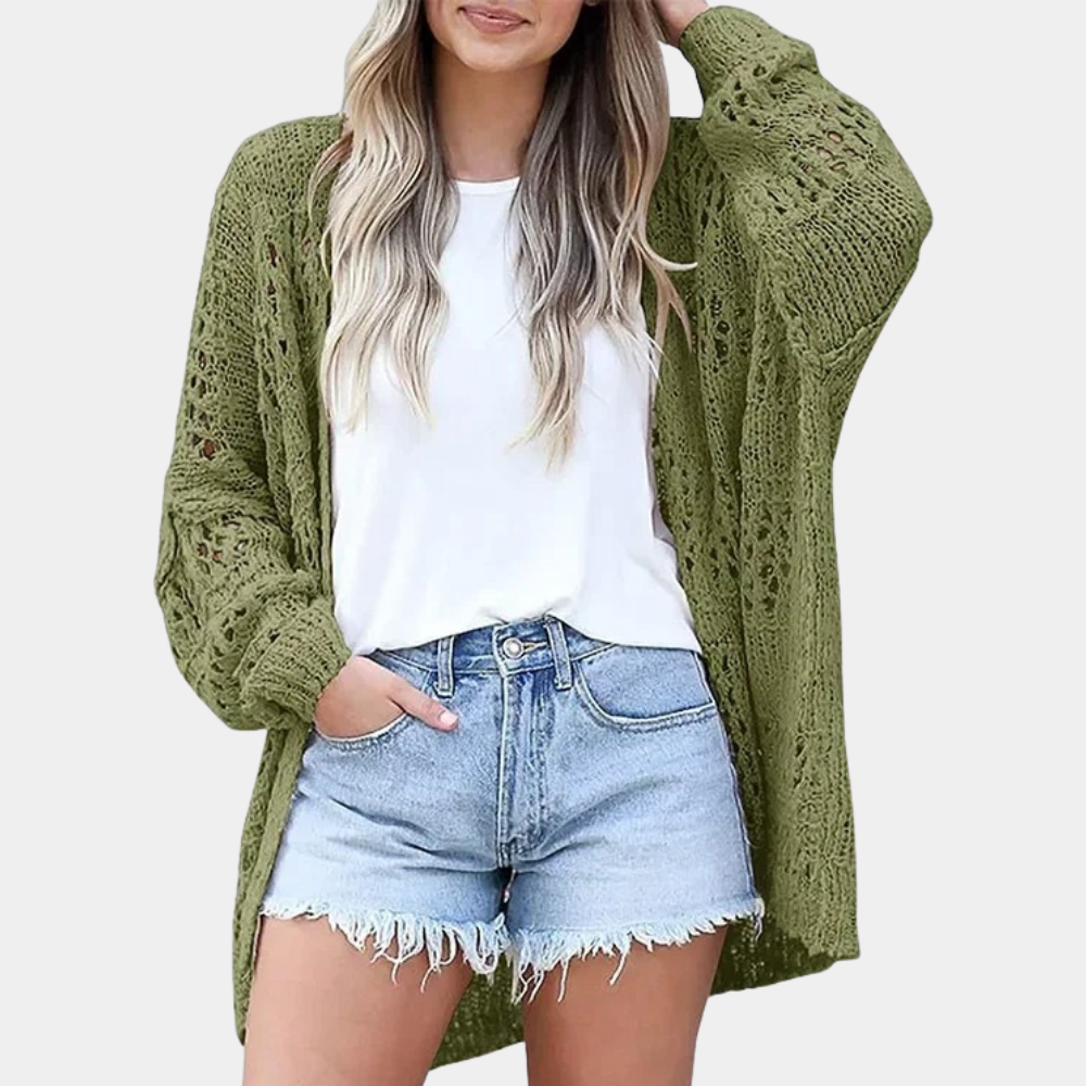 Cardigan Traforato a Maglia | Leggero e Boho | Perfetto per la Mezza Stagione