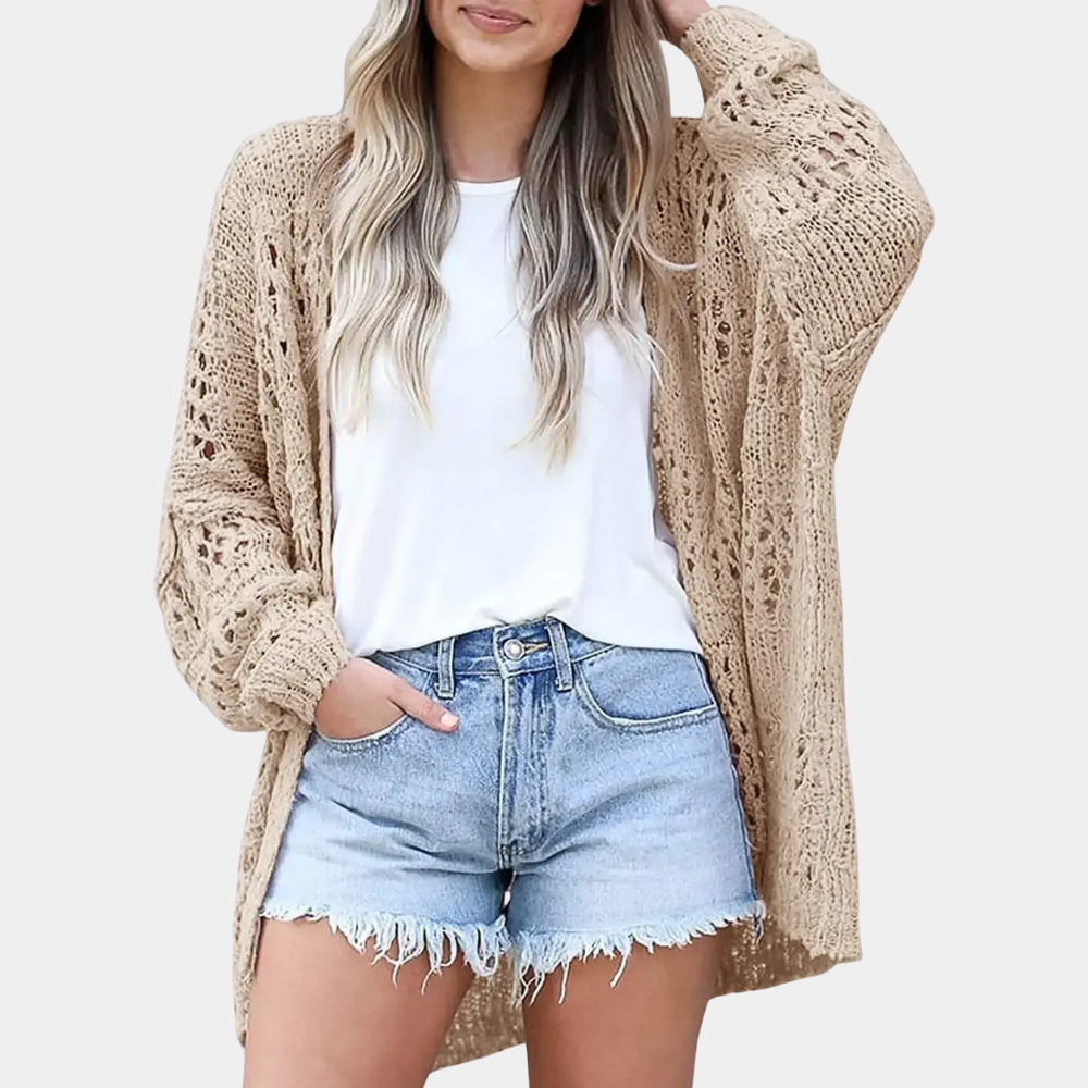 Cardigan Traforato a Maglia | Leggero e Boho | Perfetto per la Mezza Stagione