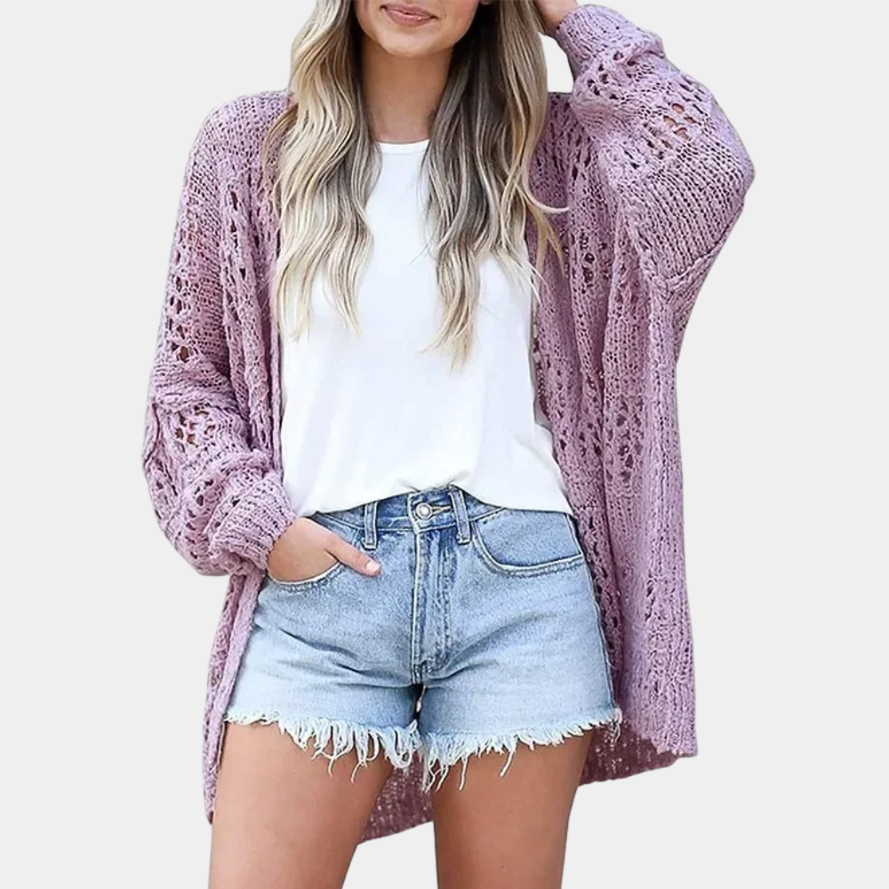 Cardigan Traforato a Maglia | Leggero e Boho | Perfetto per la Mezza Stagione