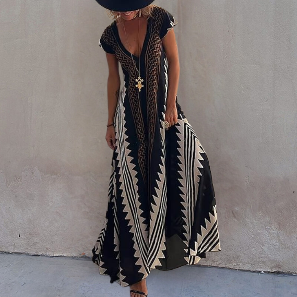Maxi Abito Boho | Stampa Etnica | Fresco e Raffinato