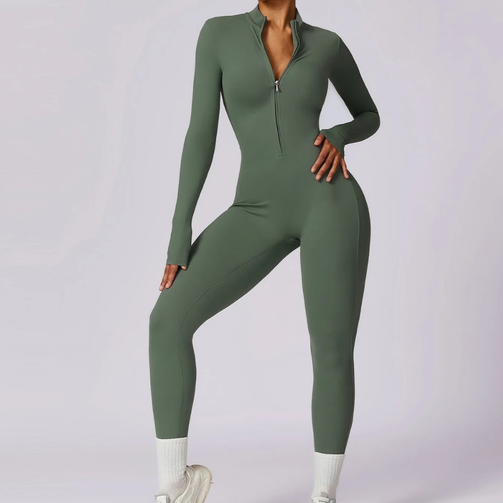 Jumpsuit Aderente | Zip Frontale | Sportiva e Versatile