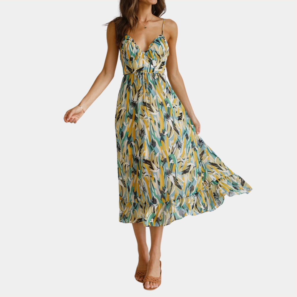 Abito Midi Floreale | Spalline Sottili | Fresco e Femminile