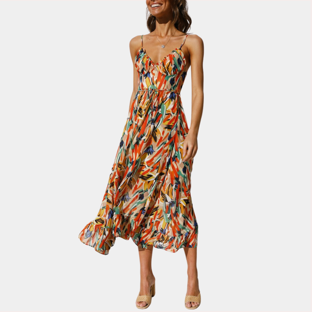 Abito Midi Floreale | Spalline Sottili | Fresco e Femminile