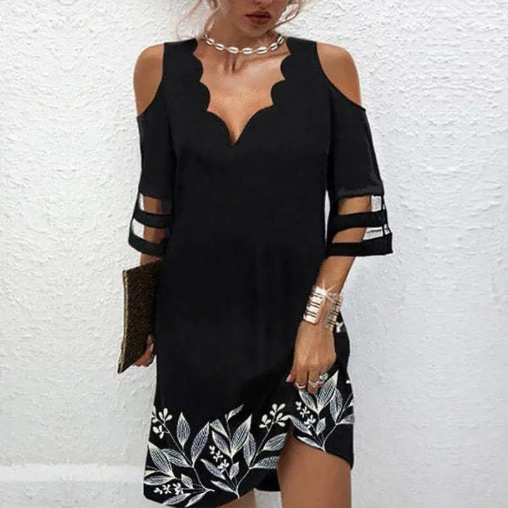 Mini Abito con Spalle Scoperte | Stampa Elegante | Casual e Chic