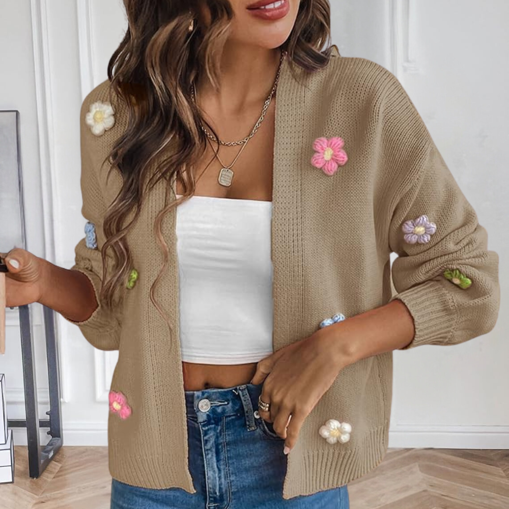 Cardigan Floreale 3D | Maglia | Morbido e Femminile