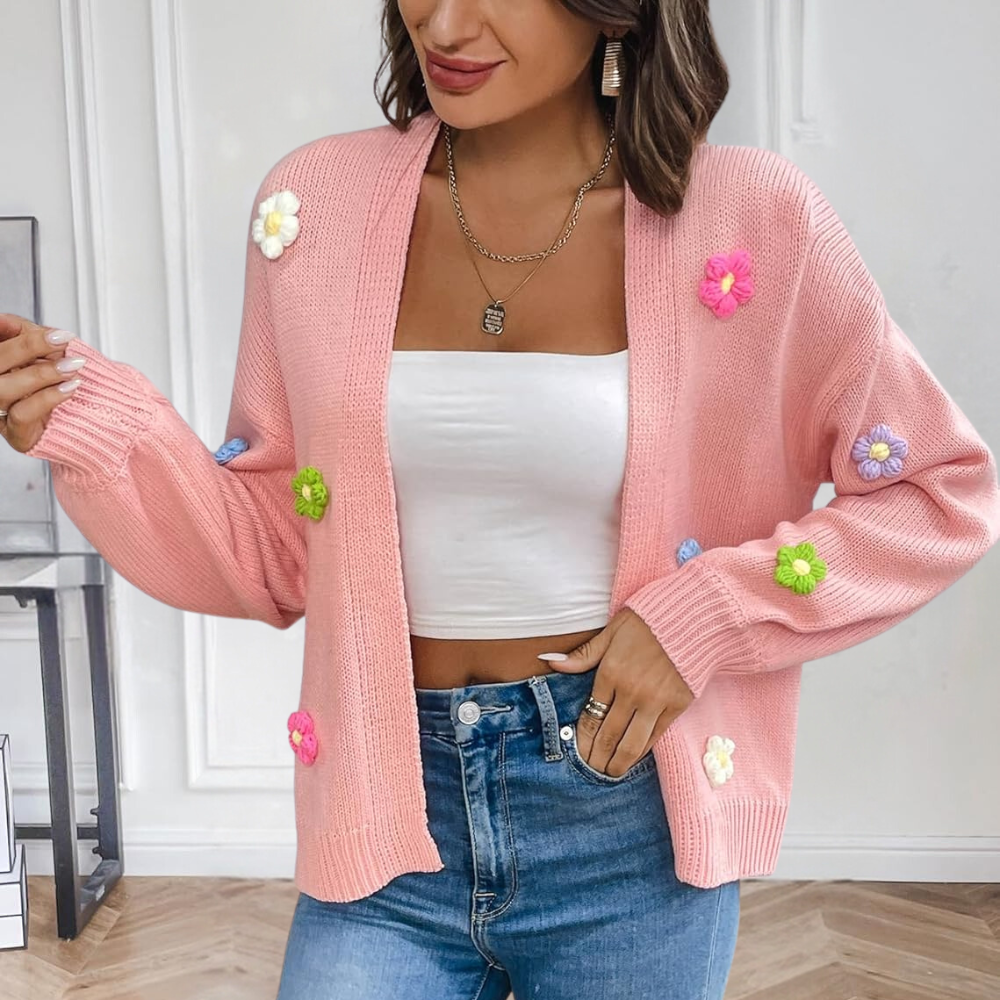 Cardigan Floreale 3D | Maglia | Morbido e Femminile