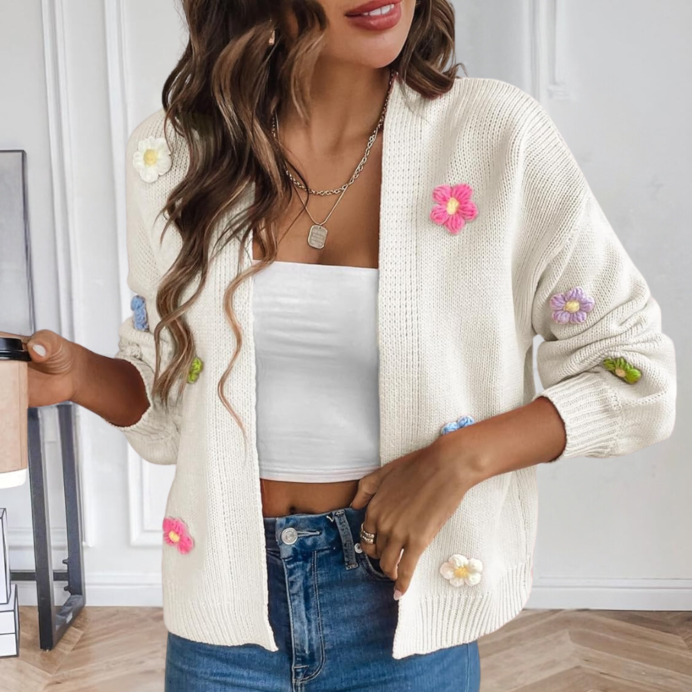 Cardigan Floreale 3D | Maglia | Morbido e Femminile