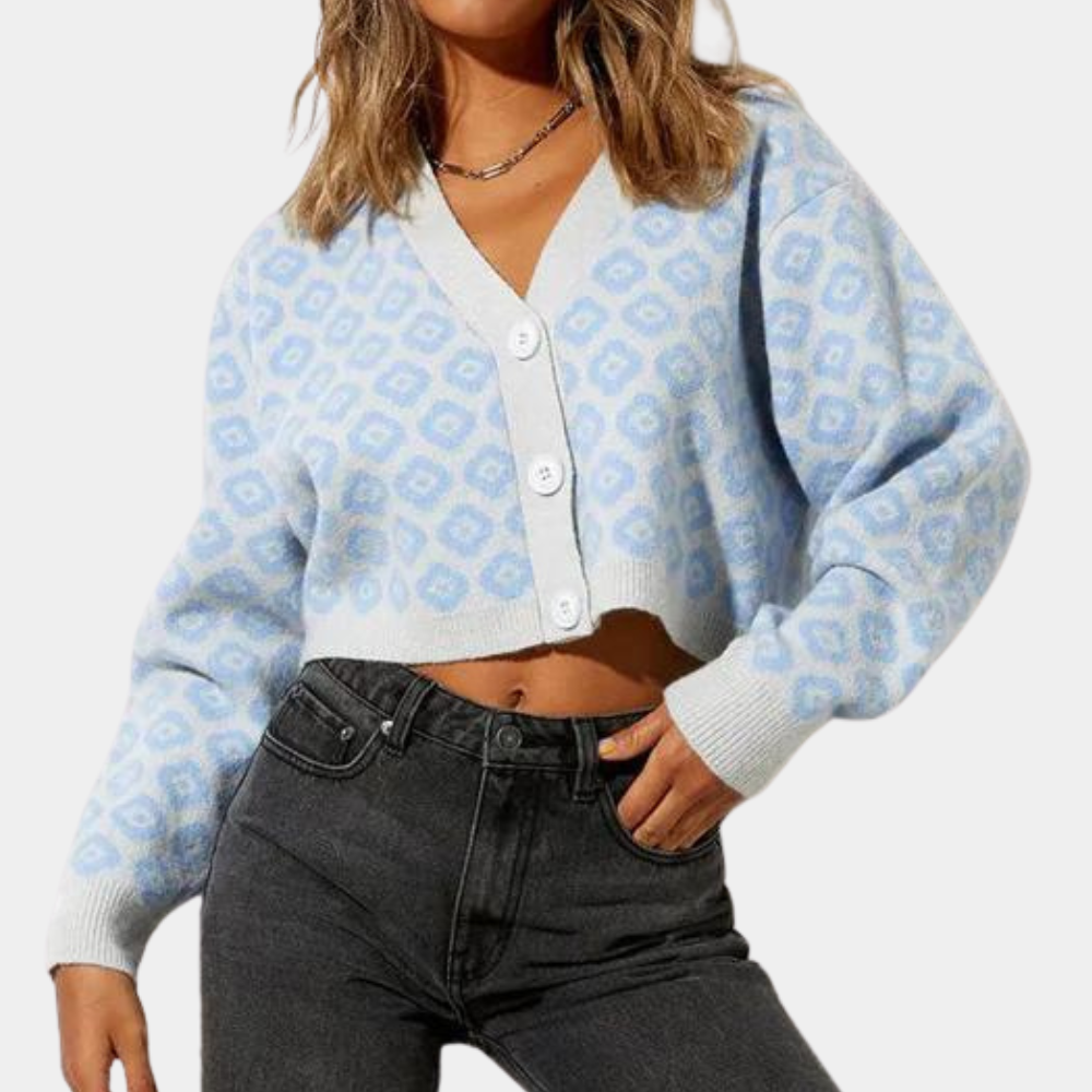 Cardigan Corto a Maglia | Stile Floreale | Morbido e Confortevole