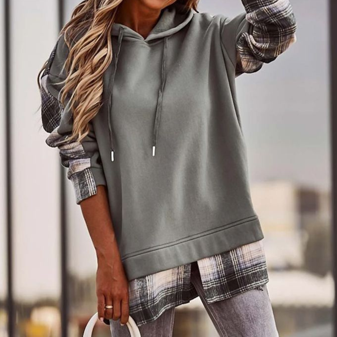 Felpa con Cappuccio e Dettagli a Quadri | Donna | Casual e Comoda