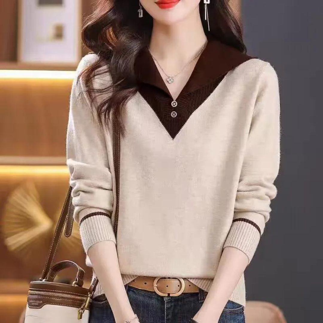 Maglione con Colletto a Contrasto | Maglia | Elegante e Morbido