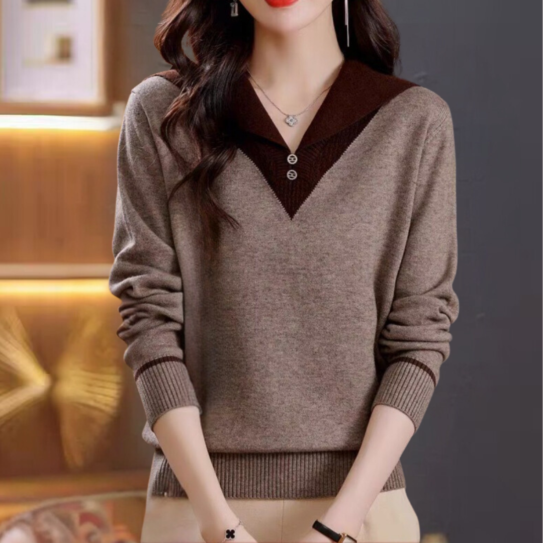 Maglione con Colletto a Contrasto | Maglia | Elegante e Morbido