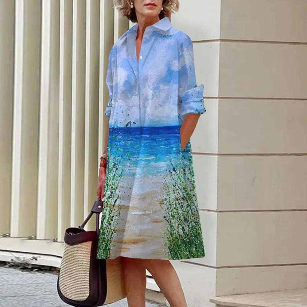 Abito Midi con Stampa Floreale | Maniche 3/4 | Elegante e Artistico
