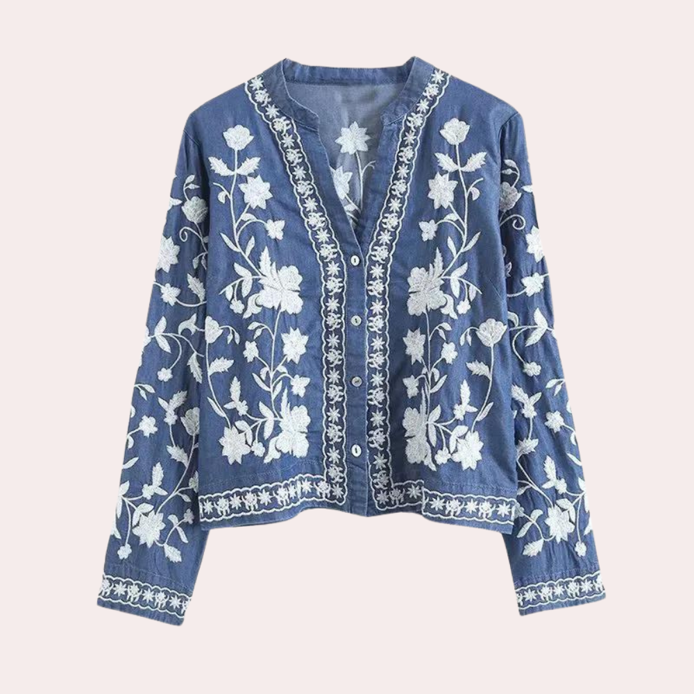 Giacca Ricamata in Denim | Cotone | Stile Boho Chic