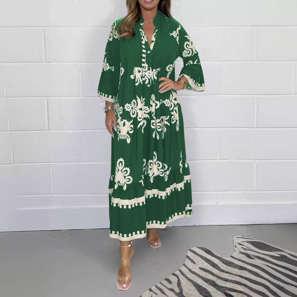 Caftano Lungo con Stampa Floreale | Boho-Chic | Comodo e Raffinato