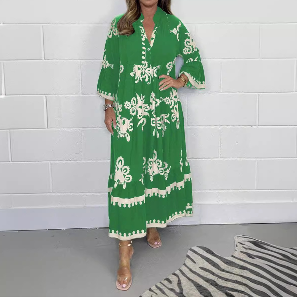 Caftano Lungo con Stampa Floreale | Boho-Chic | Comodo e Raffinato