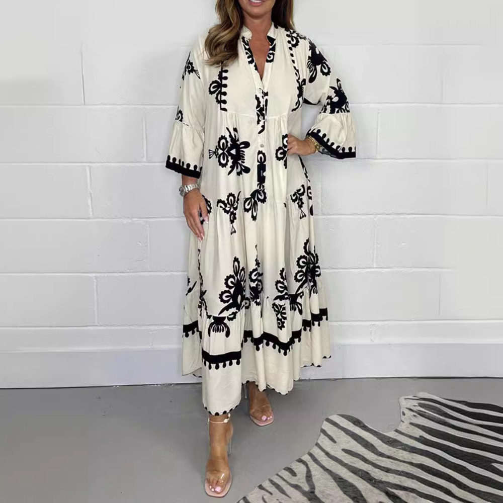 Caftano Lungo con Stampa Floreale | Boho-Chic | Comodo e Raffinato