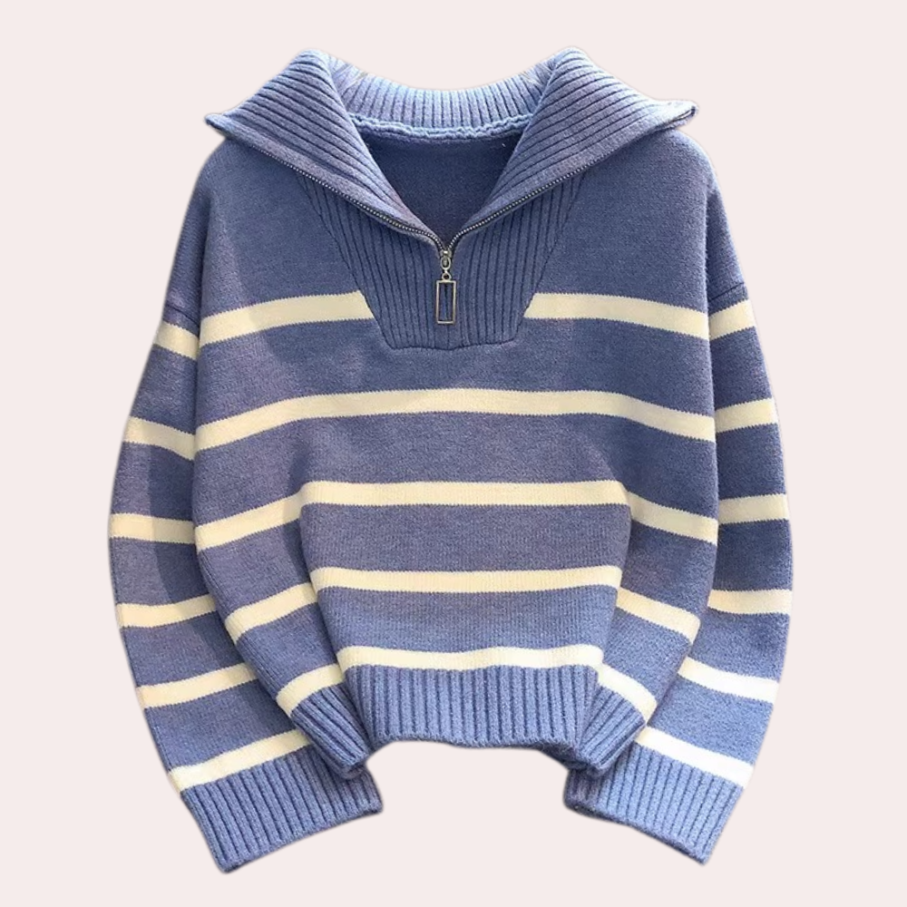 Maglione a Righe con Zip | Donna | Casual e Chic