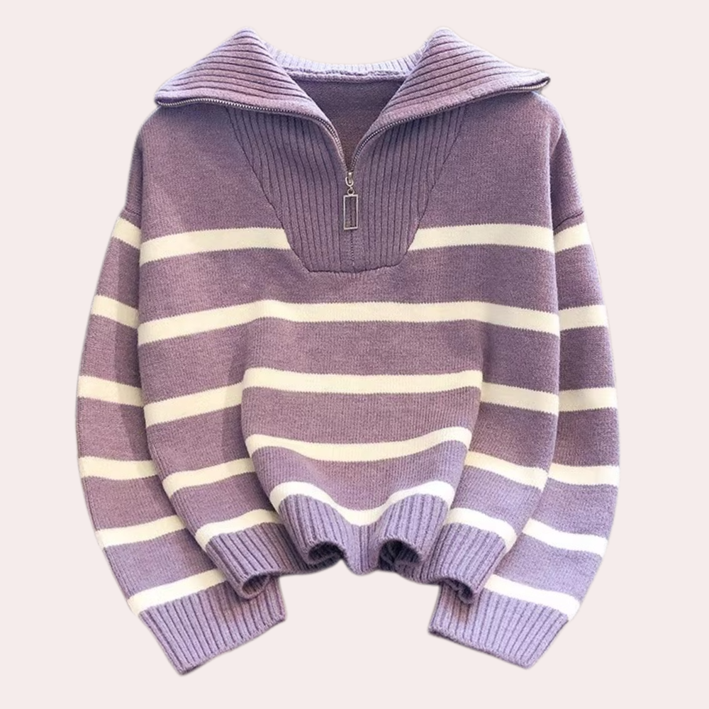 Maglione a Righe con Zip | Donna | Casual e Chic
