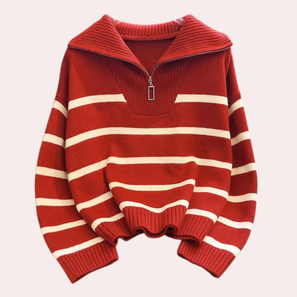 Maglione a Righe con Zip | Donna | Casual e Chic