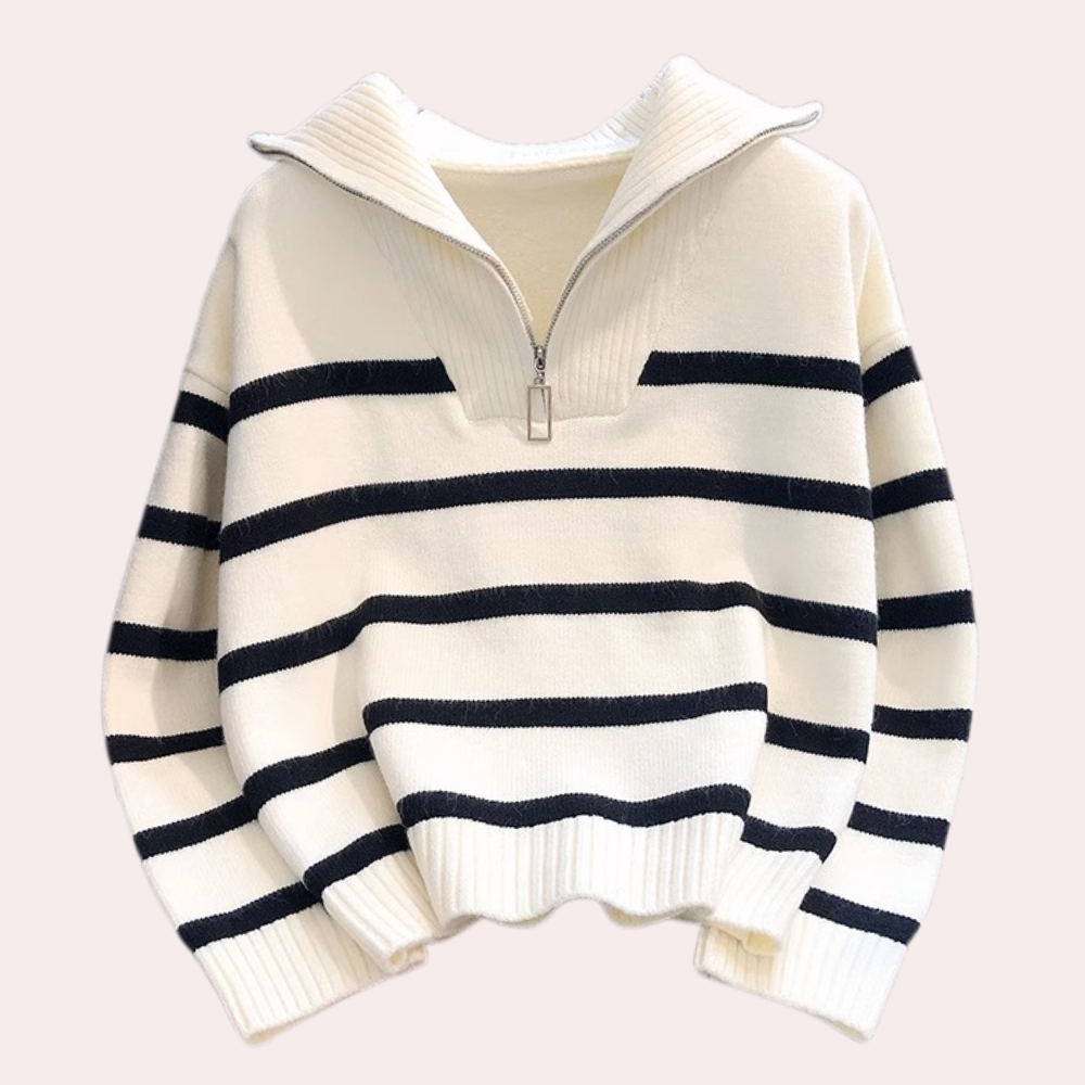 Maglione a Righe con Zip | Donna | Casual e Chic