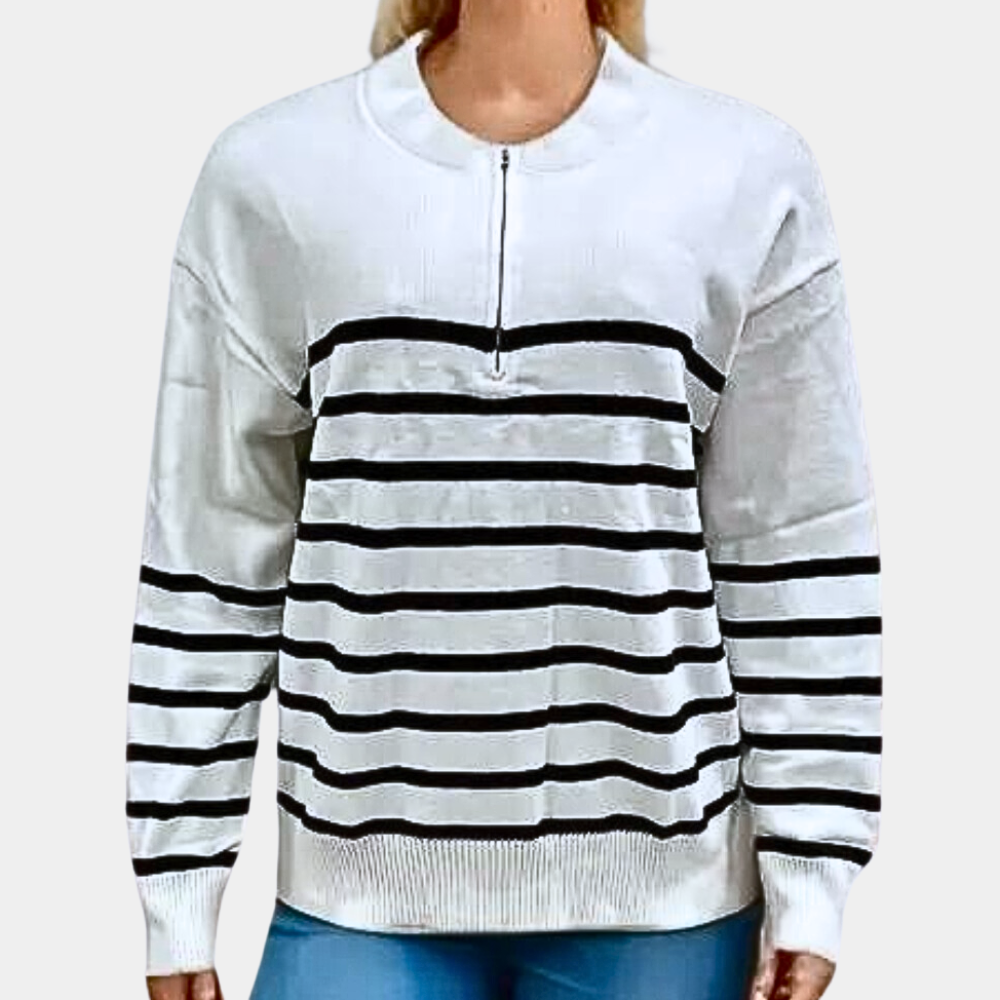 Maglione a Righe con Zip | Morbido | Casual Chic | Versatile
