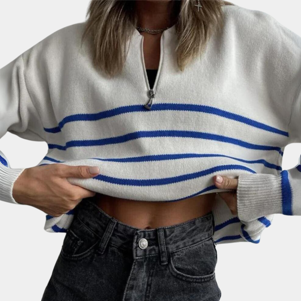 Maglione a Righe con Zip | Morbido | Casual Chic | Versatile