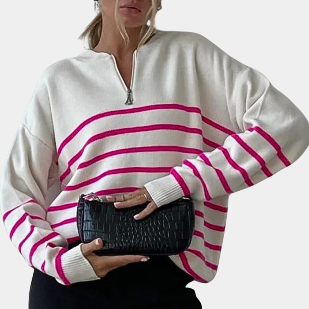 Maglione a Righe con Zip | Morbido | Casual Chic | Versatile