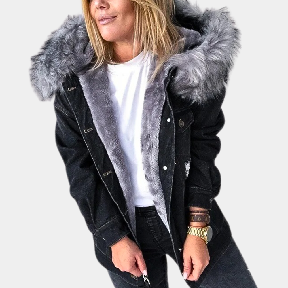 Giacca in Jeans con Pelliccia Sintetica | Calda | Trendy e Casual