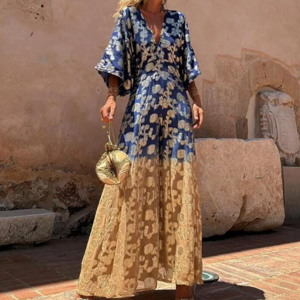 Maxi Dress Floreale | Maniche Sbuffo & Scollo a V | Boho & Elegante
