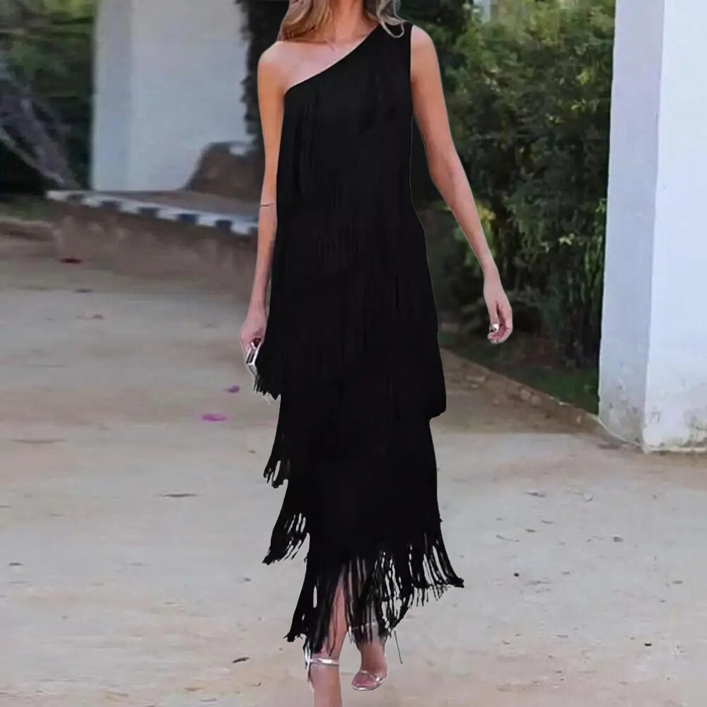 Abito Monospalla con Frange | Elegante | Leggero e Sofisticato