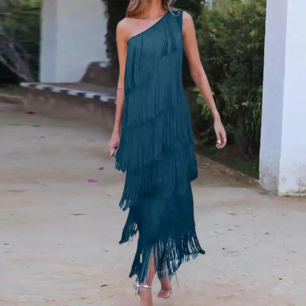 Abito Monospalla con Frange | Elegante | Leggero e Sofisticato