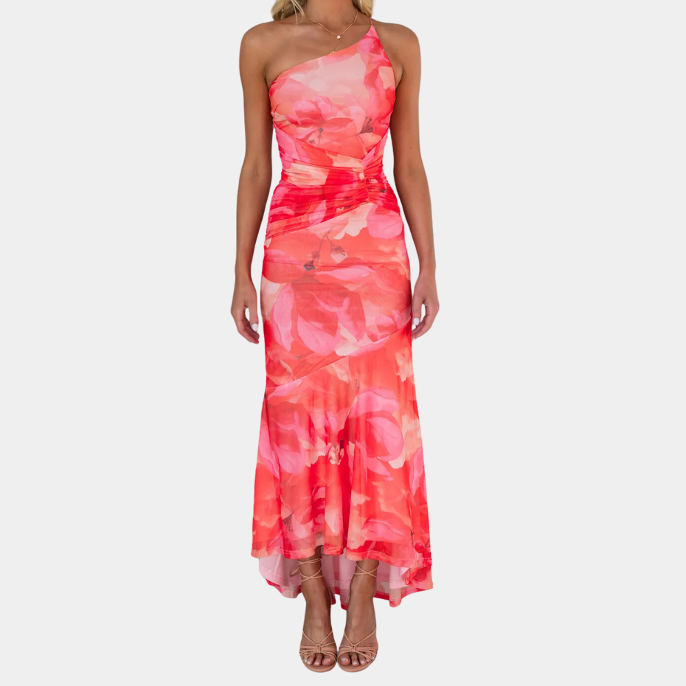 Abito Lungo Monospalla | Stampa Floreale | Elegante & Femminile