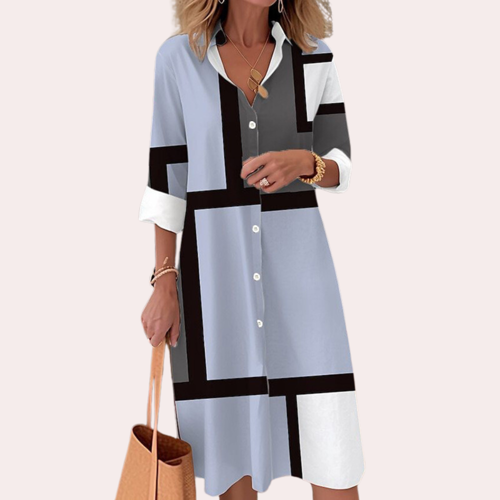 Geometric Print Shirt Dress | Modern & Chic | Effortlessly Stylish