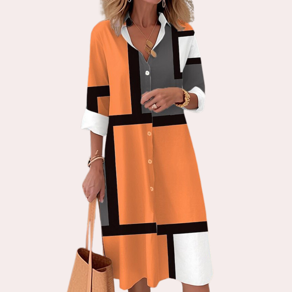 Geometric Print Shirt Dress | Modern & Chic | Effortlessly Stylish