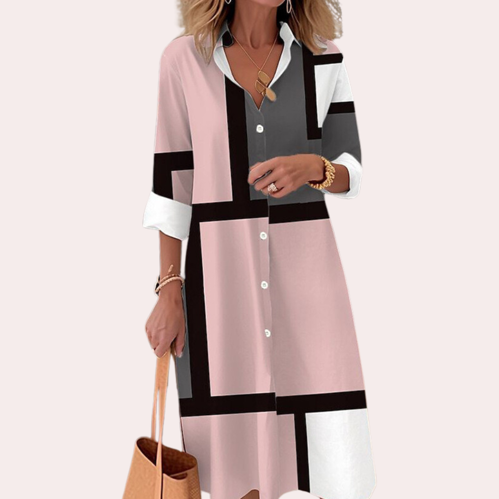 Geometric Print Shirt Dress | Modern & Chic | Effortlessly Stylish