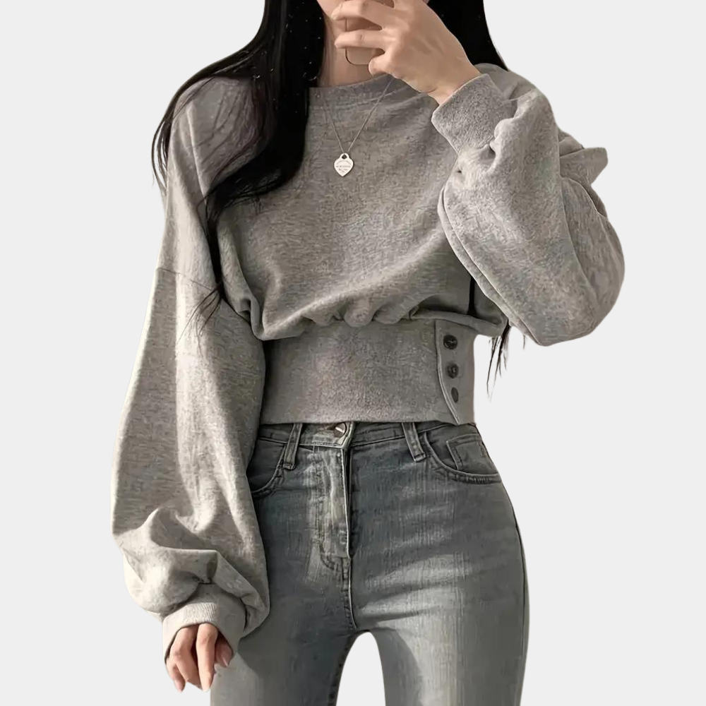 Maglione Cropped con Maniche a Palloncino | Morbido e Caldo | Casual Chic