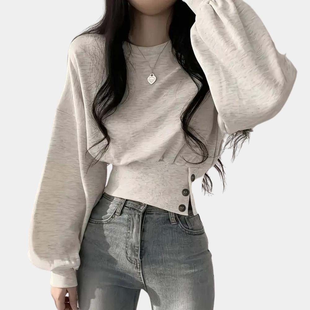Maglione Cropped con Maniche a Palloncino | Morbido e Caldo | Casual Chic