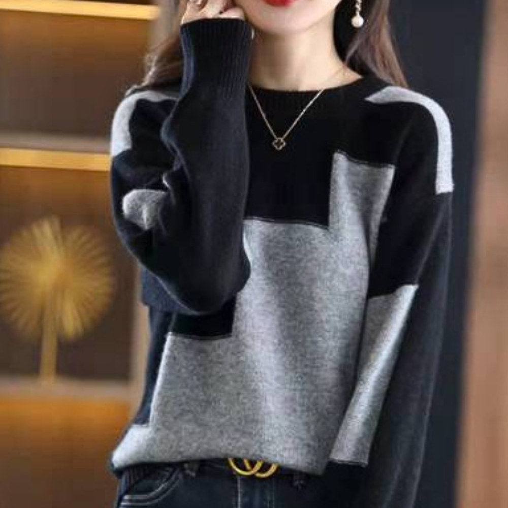 Maglione Geometrico a Blocchi di Colore | Morbido e Caldo | Casual Chic