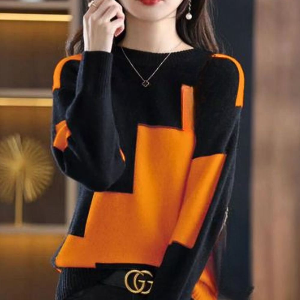 Maglione Geometrico a Blocchi di Colore | Morbido e Caldo | Casual Chic