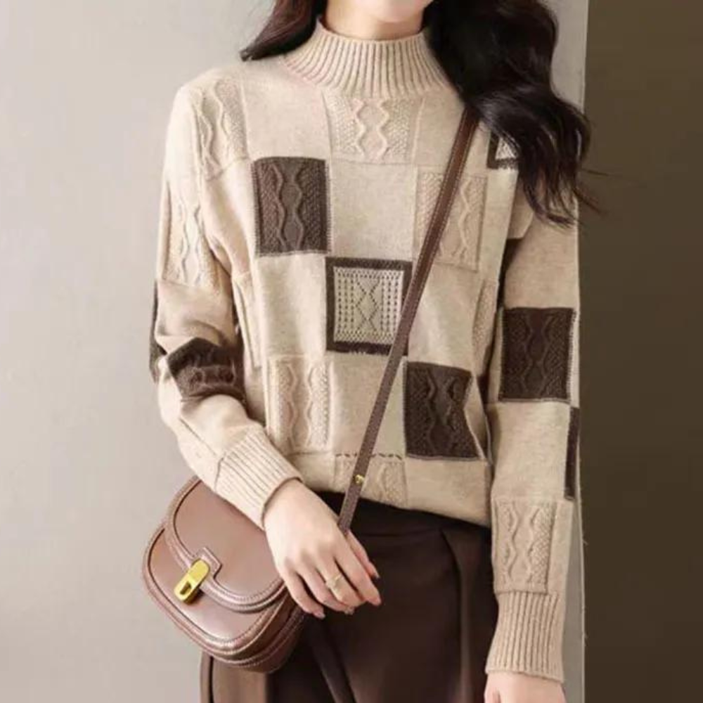 Maglione Dolcevita Geometrico | Donna | Caldo e Originale