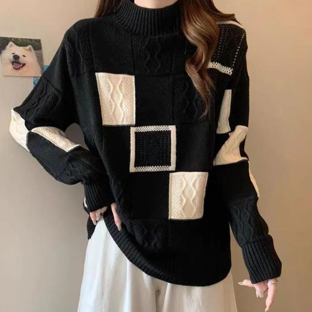 Maglione Dolcevita Geometrico | Donna | Caldo e Originale