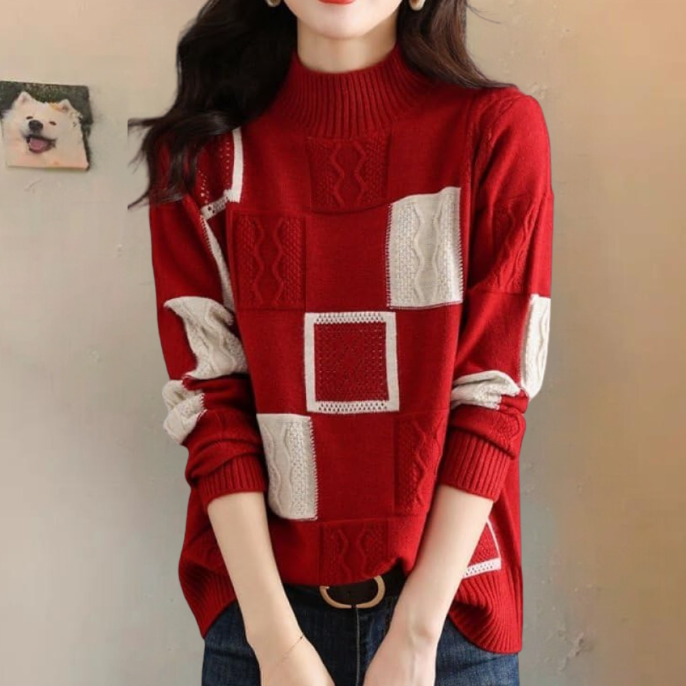 Maglione Dolcevita Geometrico | Donna | Caldo e Originale