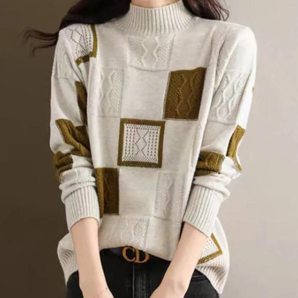 Maglione Dolcevita Geometrico | Donna | Caldo e Originale