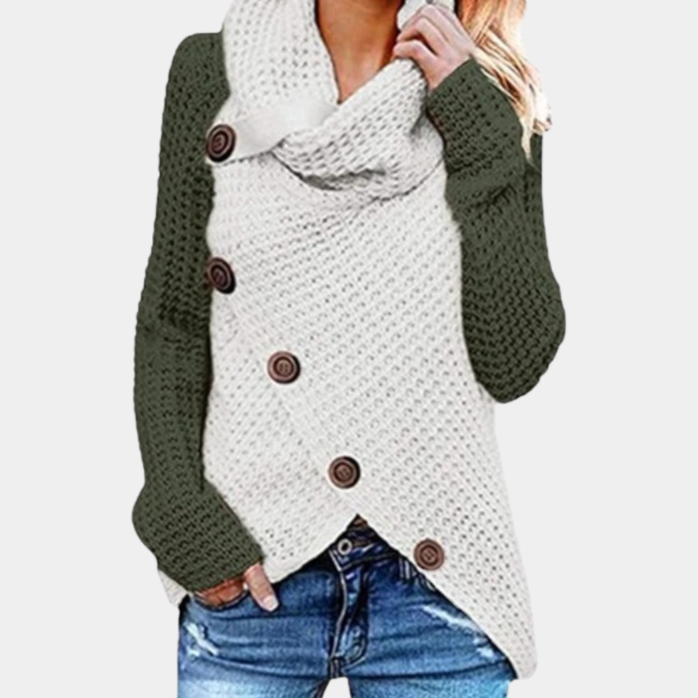 Maglione Asimmetrico con Collo Alto | Caldo | Chic e Moderno